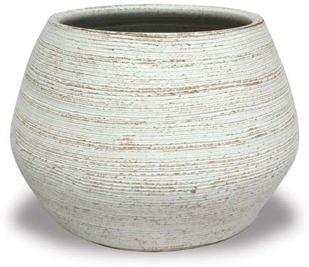 Barro low vase with scratch, white