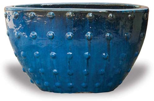 Barro oval pot with dots, blue