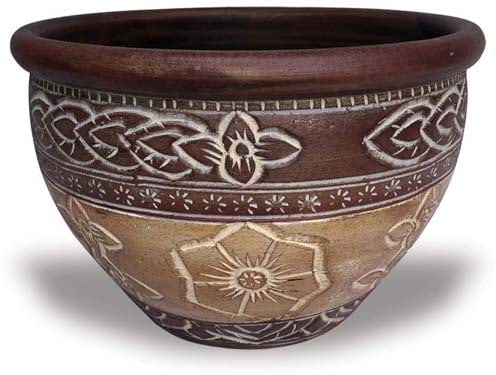 Barro short round decorative planter, blossom