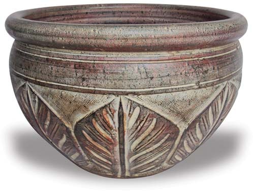 Barro short round decorative planter, feather