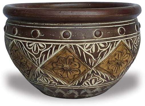 Barro short round decorative planter, flower
