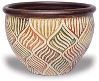 Barro short round decorative planter, woven leaves