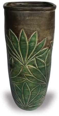 Barro square vase with leaf plant, leaf