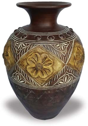 Barro wide vase with flower