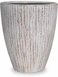 Caliza bark texture belly pot, white