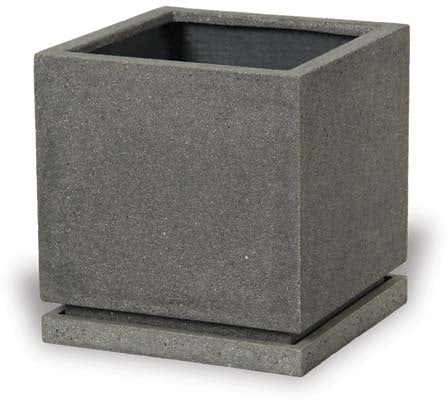 Caliza plain square planter with saucer