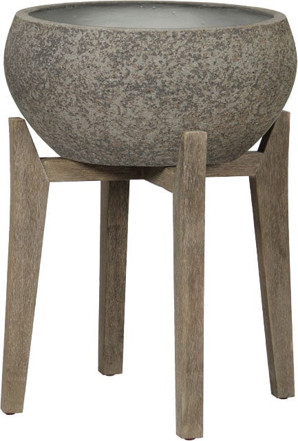 Caliza pot stands planter with wood legs, grey