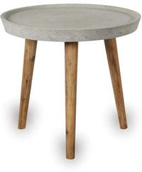 Caliza round concrete table pot with wood legs