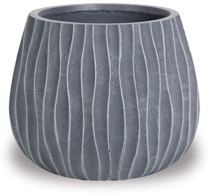 Caliza small waved round pot, grey