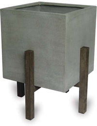 Caliza square stands planter with wood legs