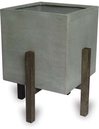 Caliza square stands planter with wood legs