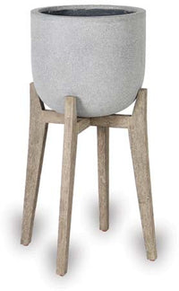 Caliza stands planter with wood legs