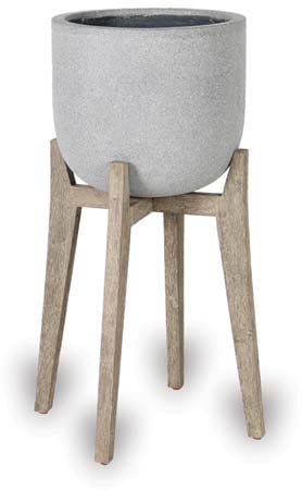 Caliza stands planter with wood legs