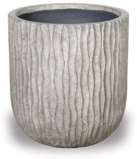 Caliza tall waved footed round pot, brown