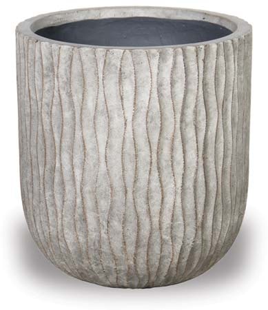 Caliza tall waved footed round pot, brown