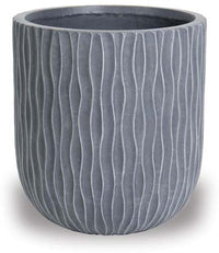 Caliza tall waved footed round pot, grey