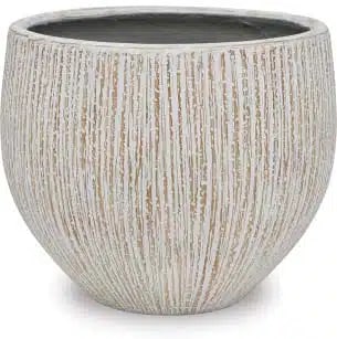 Costa bark texture fishbowl planter, white