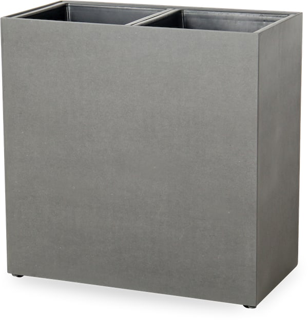 Costa grey horizon rectangular planter with wheels and plastic inserts, grey