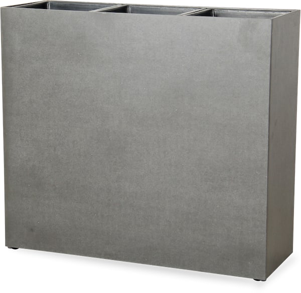 Costa grey triline rectangular planter with wheels and plastic inserts, grey