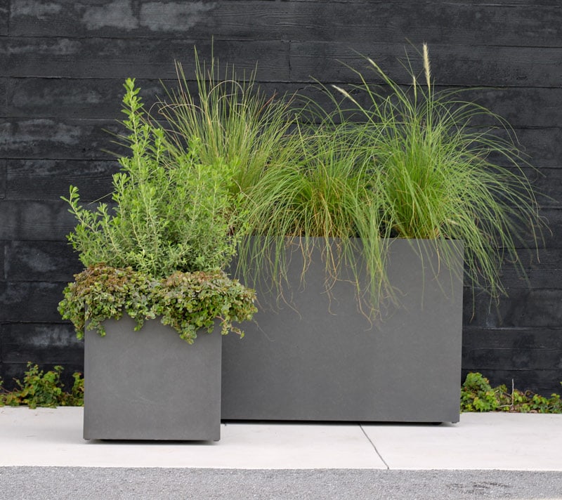 Costa grey urban trio rectangular planter with wheels and plastic inserts