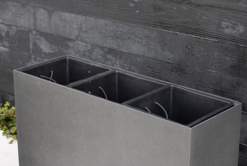 Costa grey urban trio rectangular planter with wheels and plastic inserts