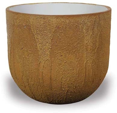 Costa round lime concrete planter, brown