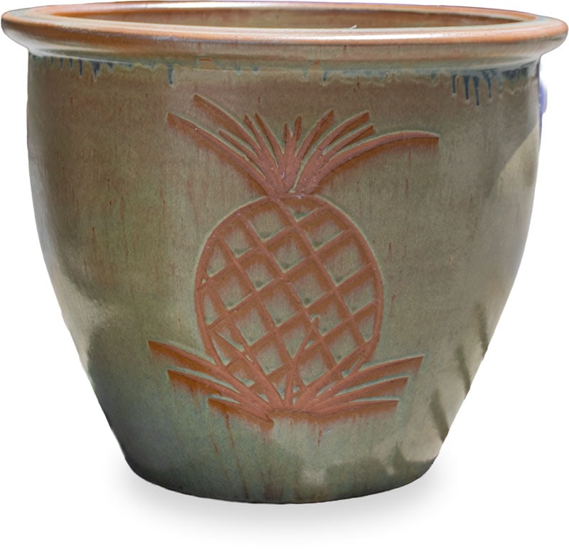 Flor garden pot with carving, gold
