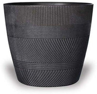 Hoja varying stripes plastic pot, black