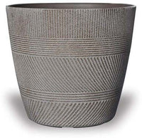 Hoja varying stripes plastic pot, brown