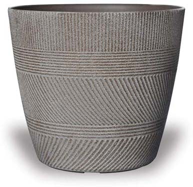 Hoja varying stripes plastic pot, brown