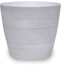 Hoja varying stripes plastic pot, white