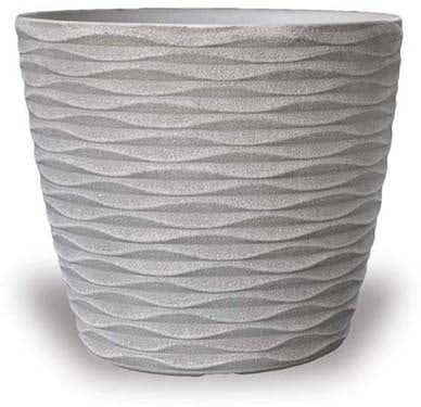 Hoja wave plastic pot, white