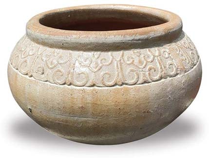 Horno large low planter, white