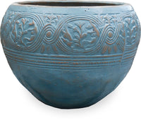 Horno wide round planter, blue