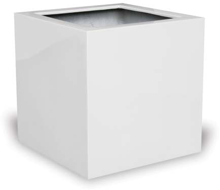 Nube contemporary cube planter, white
