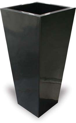 Nube tall tapered square pot, black