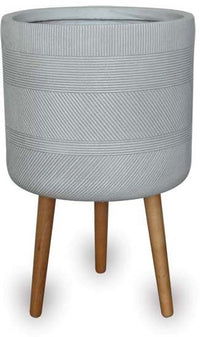 Ola varying pot with wood legs, white