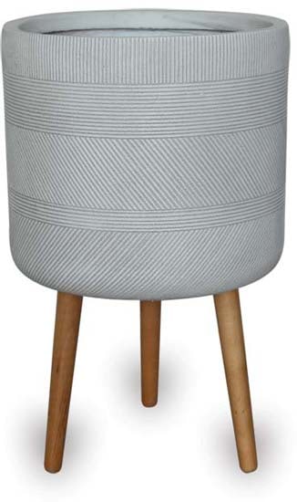 Ola varying pot with wood legs, white