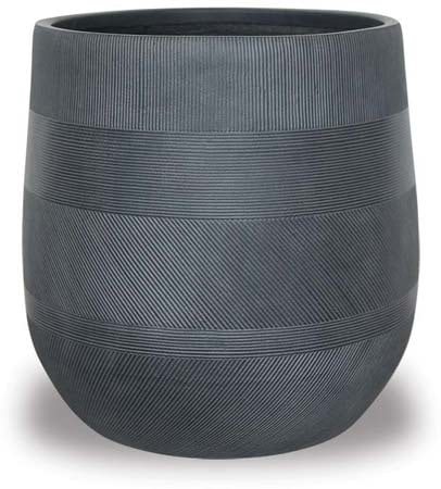 Ola varying stripes round pot, black