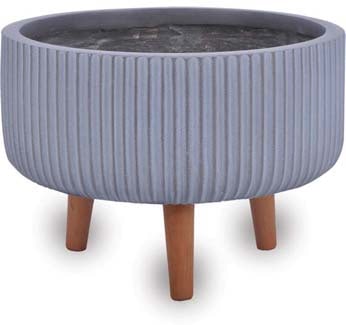 Ola vertical pot with wood legs, grey