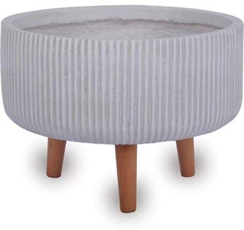 Ola vertical pot with wood legs, white