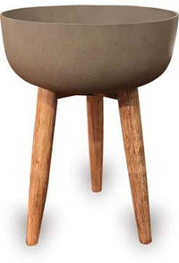 Olivo low sandstone pot with legs, brown