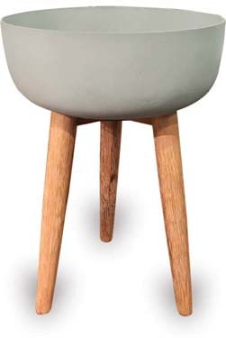 Olivo low sandstone pot with legs, grey