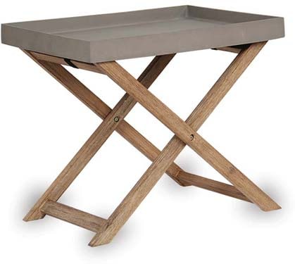 Olivo rectangular sandstone shelf planter with wood legs, brown