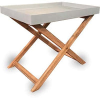 Olivo rectangular sandstone shelf planter with wood legs, grey