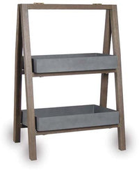 Olivo sandstone shelf planter with wood legs