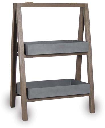 Olivo sandstone shelf planter with wood legs