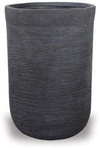 Palma scratched tall round pot, black