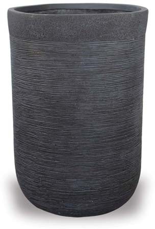 Palma scratched tall round pot, black