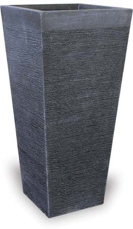 Palma scratched tall tapered square tall pot, black